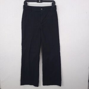 J.Crew Wide Leg Pants Women 28 Black Cotton Linen Blend UtilityTrousers Wide Leg